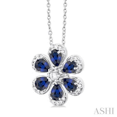 ASHI Blossom Pear Shape Gemstone & Diamond Pendant 57748PPFGPDSPWG