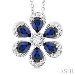 ASHI Blossom Pear Shape Gemstone & Diamond Pendant 57748PPFGPDSPWG