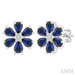 ASHI Blossom Pear Shape Gemstone & Diamond Earrings 57759PPFGERSPWG