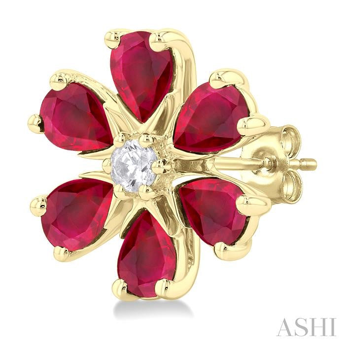 ASHI Blossom Pear Shape Gemstone & Diamond Earrings 57768PPFGERRBYG