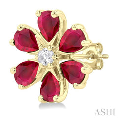 ASHI Blossom Pear Shape Gemstone & Diamond Earrings 57768PPFGERRBYG