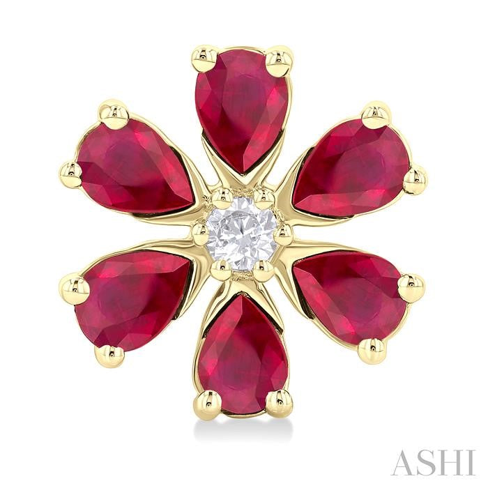 ASHI Blossom Pear Shape Gemstone & Diamond Earrings 57768PPFGERRBYG