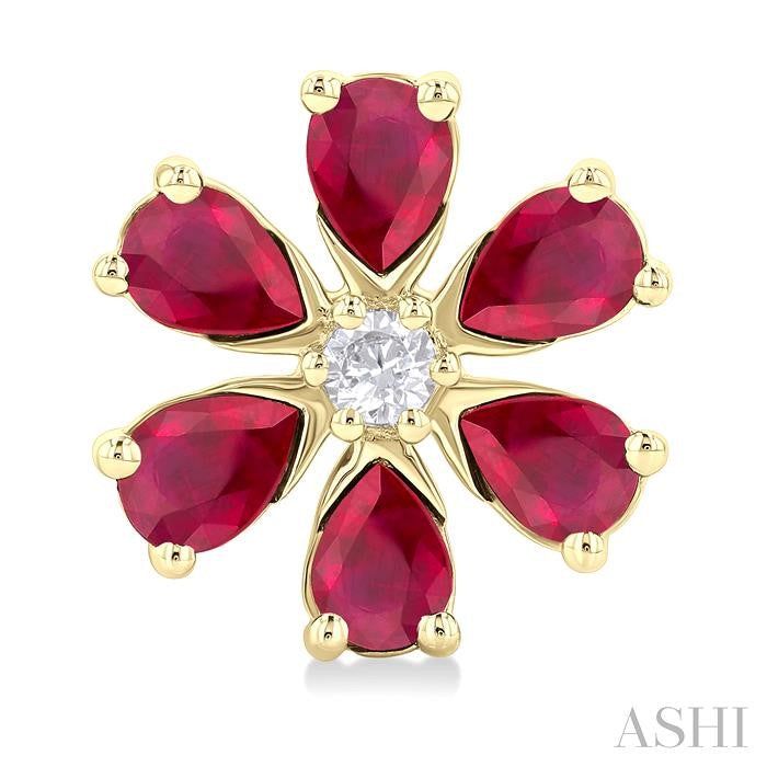 ASHI Blossom Pear Shape Gemstone & Diamond Earrings 57768PPFGERRBYG