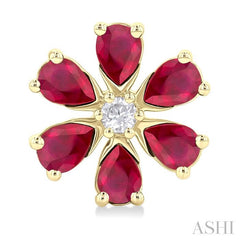 ASHI Blossom Pear Shape Gemstone & Diamond Earrings 57768PPFGERRBYG