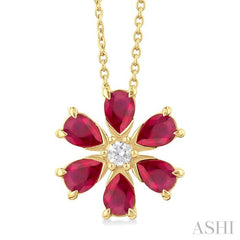 ASHI Blossom Pear Shape Gemstone & Diamond Pendant 57769PPFGPDRBYG
