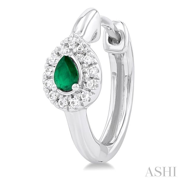 ASHI Pear Shape Gemstone & Petite Halo Diamond Huggie Fashion Earrings 57778PPTSEREMWG