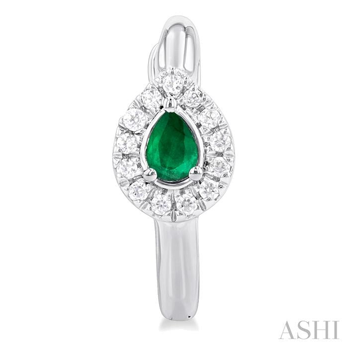 ASHI Pear Shape Gemstone & Petite Halo Diamond Huggie Fashion Earrings 57778PPTSEREMWG