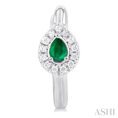 ASHI Pear Shape Gemstone & Petite Halo Diamond Huggie Fashion Earrings 57778PPTSEREMWG