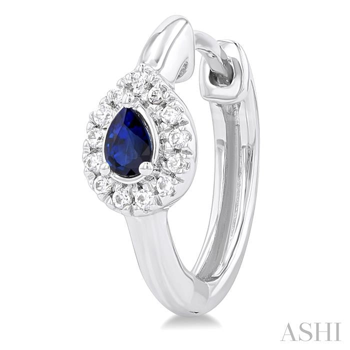 ASHI Pear Shape Gemstone & Petite Halo Diamond Huggie Fashion Earrings 57778PPTSERSPWG