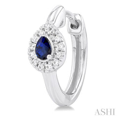 ASHI Pear Shape Gemstone & Petite Halo Diamond Huggie Fashion Earrings 57778PPTSERSPWG