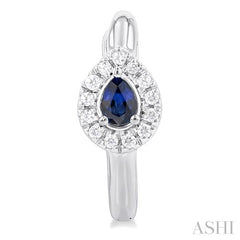 ASHI Pear Shape Gemstone & Petite Halo Diamond Huggie Fashion Earrings 57778PPTSERSPWG