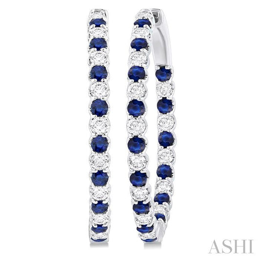 ASHI Inside-Out Alternate Gemstone & Diamond Hoop Earrings 57840PPFGERSPWG-1.50