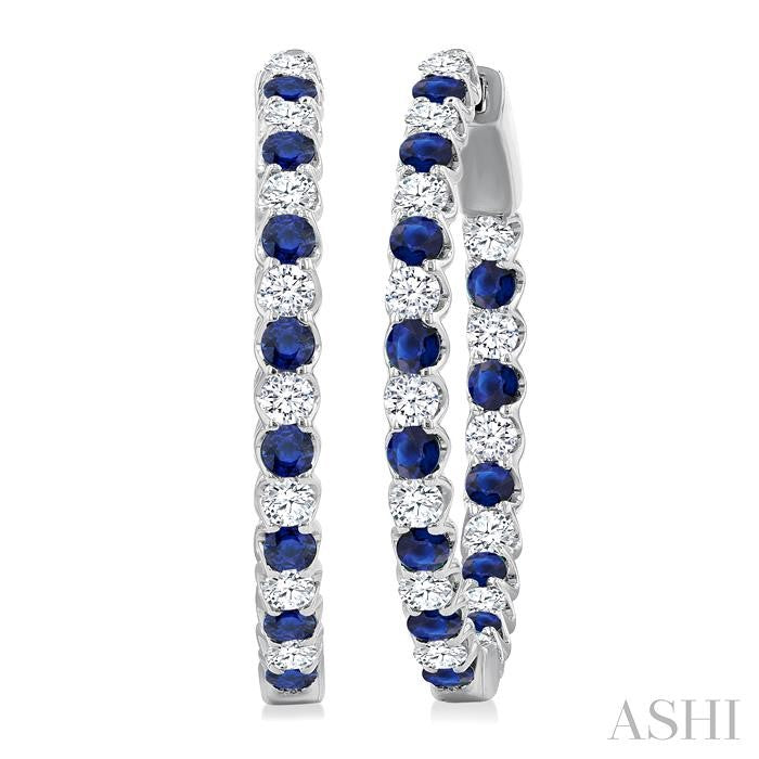 ASHI Inside-Out Alternate Gemstone & Diamond Hoop Earrings 57841PPFGERSPWG