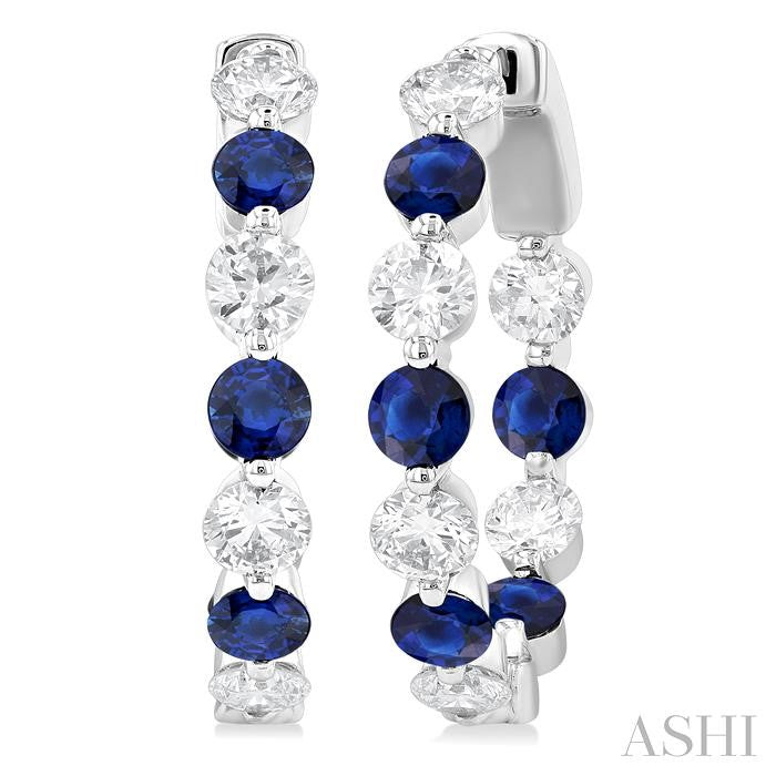 ASHI Inside-Out Alternate Gemstone & Diamond Hoop Earrings 57851PPFGERSPWG