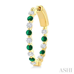 ASHI Inside-Out Alternate Gemstone & Diamond Hoop Earrings 57853PPFGEREMYG
