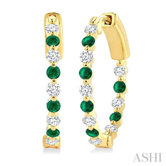 ASHI Inside-Out Alternate Gemstone & Diamond Hoop Earrings 57853PPFGEREMYG