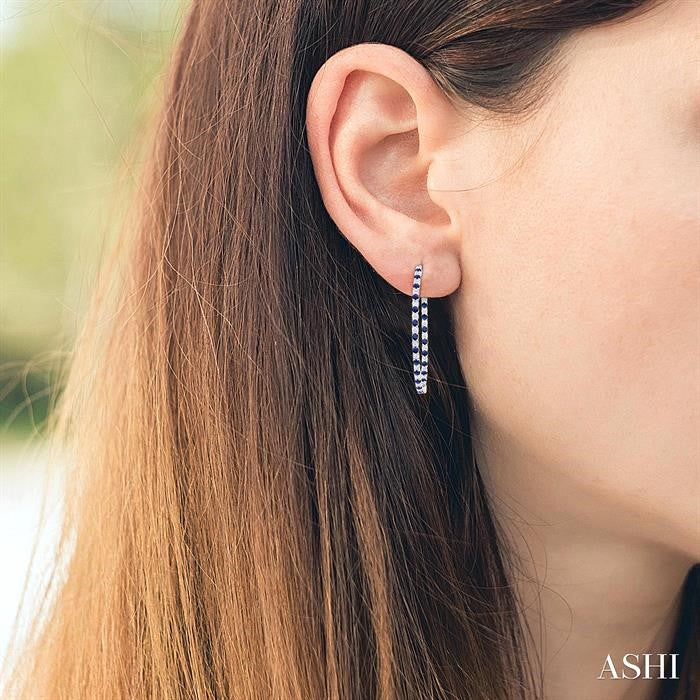 ASHI Inside-Out Alternate Gemstone & Diamond Hoop Earrings 57860PPFGERSPWG-1.50