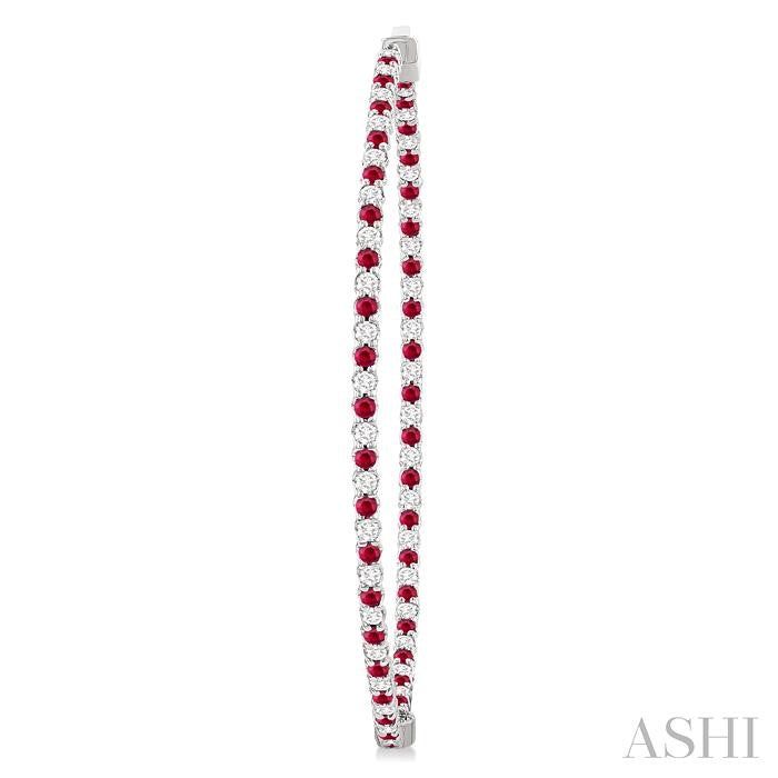 ASHI Inside-Out Alternate Gemstone & Diamond Hoop Earrings 57930PPFGERRBWG-1.50