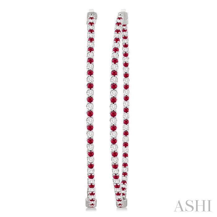ASHI Inside-Out Alternate Gemstone & Diamond Hoop Earrings 57930PPFGERRBWG-1.50