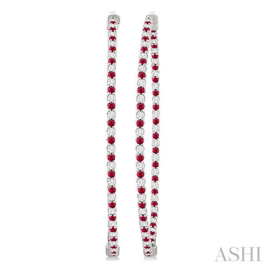 ASHI Inside-Out Alternate Gemstone & Diamond Hoop Earrings 57930PPFGERRBWG-1.50