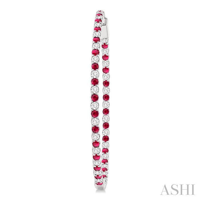 ASHI Inside-Out Alternate Gemstone & Diamond Hoop Earrings 57930PPFGERRBWG-2.50
