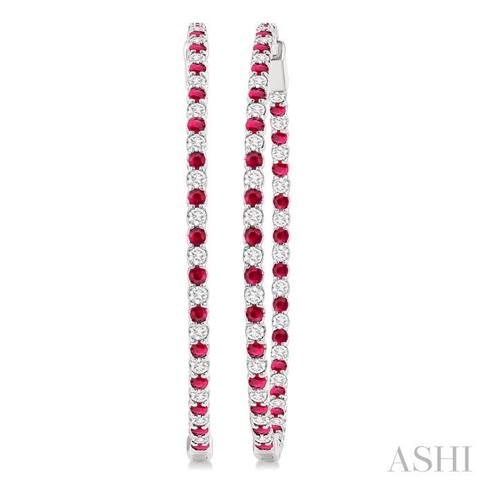 ASHI Inside-Out Alternate Gemstone & Diamond Hoop Earrings 57930PPFGERRBWG-2.50