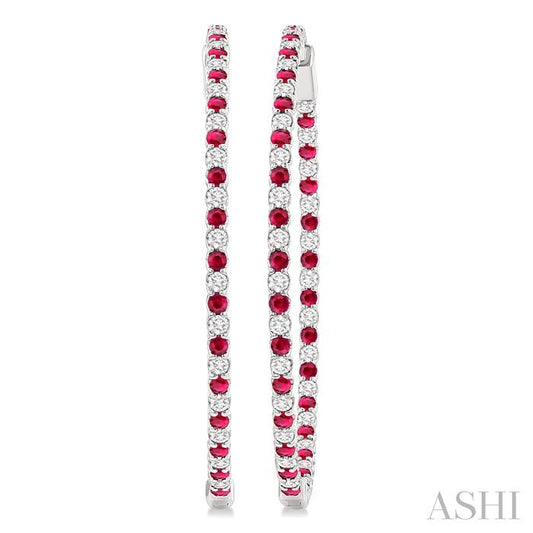 ASHI Inside-Out Alternate Gemstone & Diamond Hoop Earrings 57930PPFGERRBWG-2.50