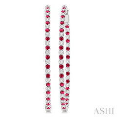 ASHI Inside-Out Alternate Gemstone & Diamond Hoop Earrings 57930PPFGERRBWG-2.50