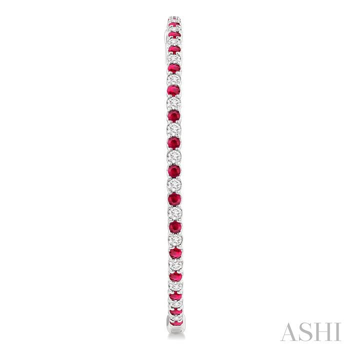 ASHI Inside-Out Alternate Gemstone & Diamond Hoop Earrings 57930PPFGERRBWG-2.50