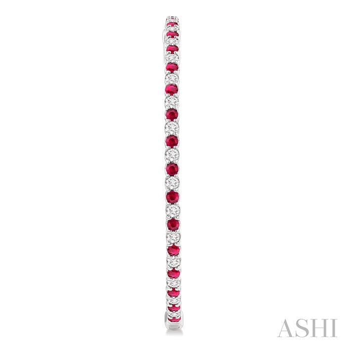 ASHI Inside-Out Alternate Gemstone & Diamond Hoop Earrings 57930PPFGERRBWG-2.50