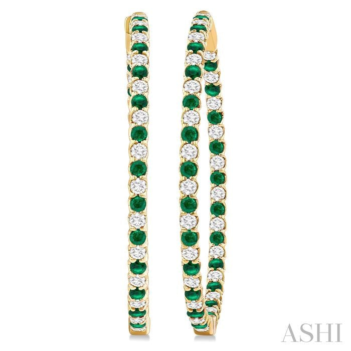 ASHI Inside-Out Alternate Gemstone & Diamond Hoop Earrings 57940PPFGEREMYG-2.50
