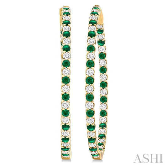 ASHI Inside-Out Alternate Gemstone & Diamond Hoop Earrings 57940PPFGEREMYG-2.50
