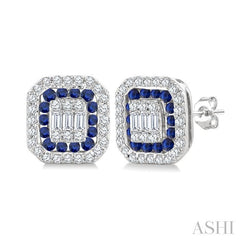 ASHI Emerald Shape Gemstone & Diamond Fusion Earrings 57975PPFGERSPWG-OC