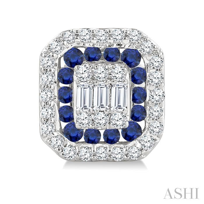 ASHI Emerald Shape Gemstone & Diamond Fusion Earrings 57975PPFGERSPWG-OC