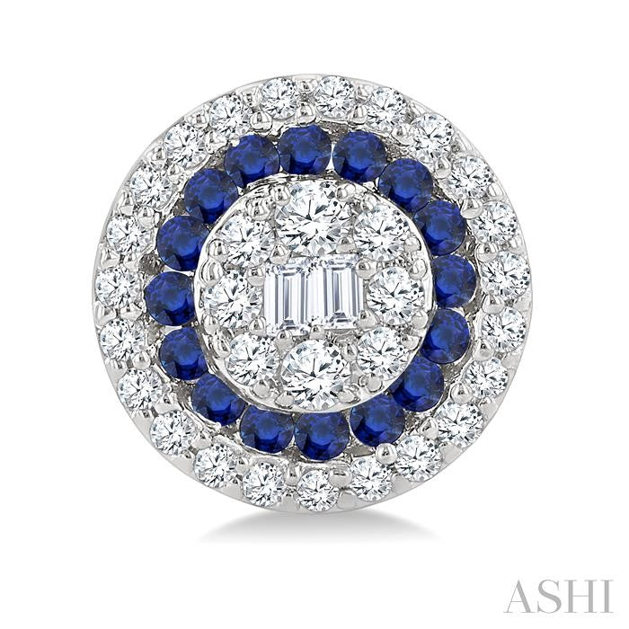 ASHI Round Shape Gemstone & Diamond Fusion Earrings 57975PPFGERSPWG-RD