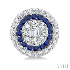 ASHI Round Shape Gemstone & Diamond Fusion Earrings 57975PPFGERSPWG-RD