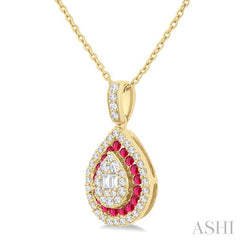 ASHI Pear Shape Gemstone & Diamond Fusion Pendant 57976PPFGPDRBYG-PR