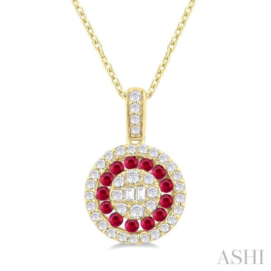 ASHI Round Shape Gemstone & Diamond Fusion Pendant 57976PPFGPDRBYG-RD