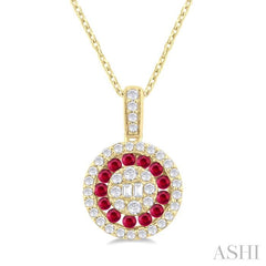 ASHI Round Shape Gemstone & Diamond Fusion Pendant 57976PPFGPDRBYG-RD