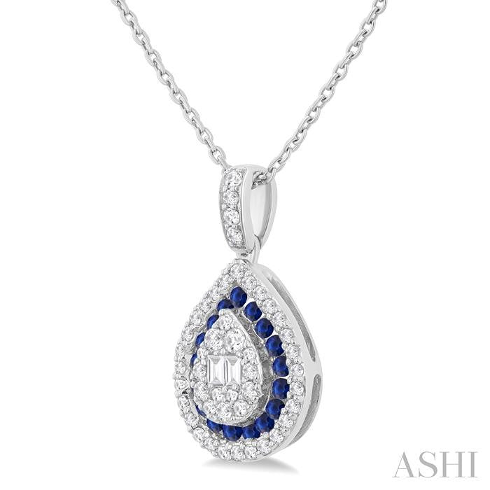 ASHI Pear Shape Gemstone & Diamond Fusion Pendant 57976PPFGPDSPWG-PR