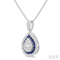 ASHI Pear Shape Gemstone & Diamond Fusion Pendant 57976PPFGPDSPWG-PR