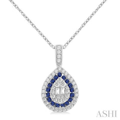 ASHI Pear Shape Gemstone & Diamond Fusion Pendant 57976PPFGPDSPWG-PR