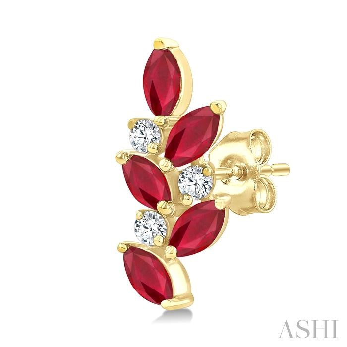 ASHI Marquise Shape Gemstone & Diamond Fashion Ear Climbers 57988PPFGERRBYG