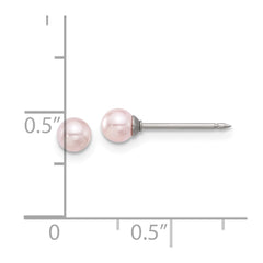 579E Inverness Stainless Steel 4mm Pink Glass Pearl Post Earrings