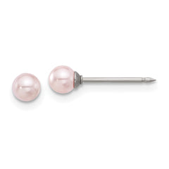 579E Inverness Stainless Steel 4mm Pink Glass Pearl Post Earrings