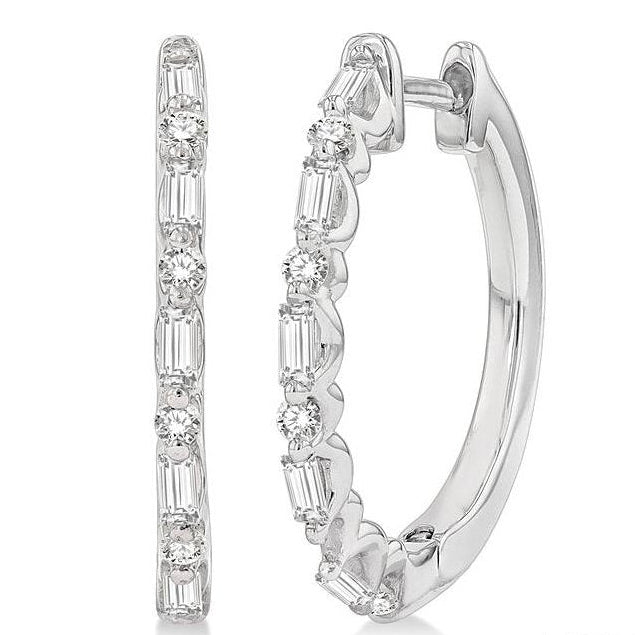 Parkplace Jewelers Baguette Diamond Hoop Earrings 631B3PPFHERWG