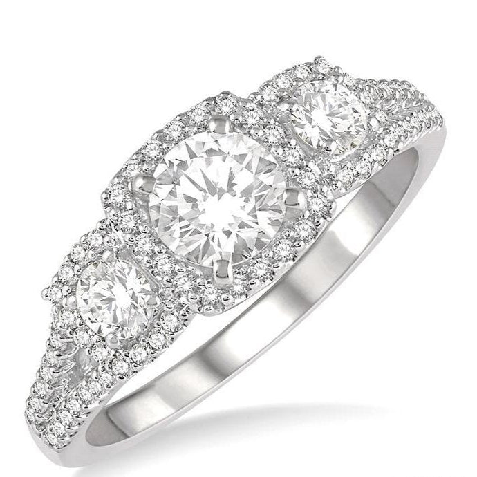 Parkplace Jewelers Round Shape Past Present & Future Halo Diamond Engagement Ring 254J2PPFHWG-LE