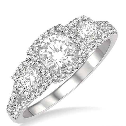 Parkplace Jewelers Round Shape Past Present & Future Halo Diamond Engagement Ring 254J2PPFHWG-LE