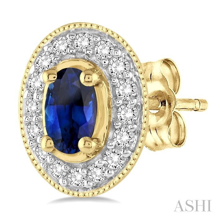 ASHI Oval Shape Gemstone & Halo Diamond Earrings 58196PPFNERSP