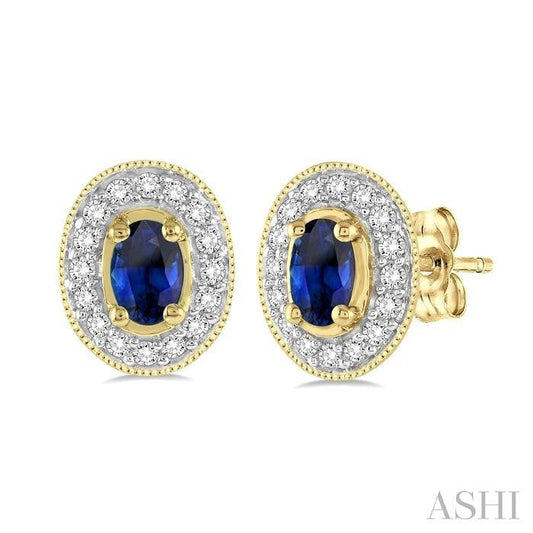 ASHI Oval Shape Gemstone & Halo Diamond Earrings 58196PPFNERSP